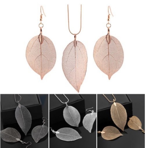 Jewelry Sets Alloy Steel Layer Long Leaf Pendant Chain Necklace Ea… - Picture 2 of 2